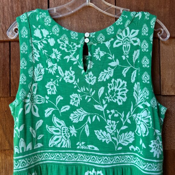 EUC J. Jill Green Sleeveless Floral Print Maxi Dress in Women's Large Petite - Picture 7 of 10